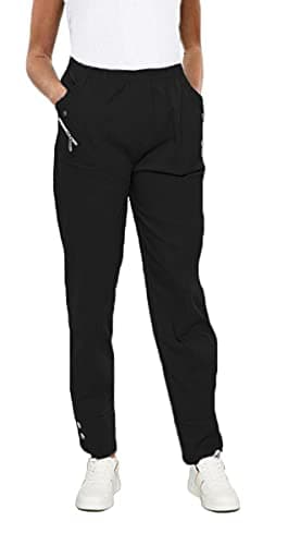 Image of URBAN STITCH Womens Trouser Casual Wear Elasticated High Waist Pants Light Weight Straight fit Stretchy Trousers (12, Black)