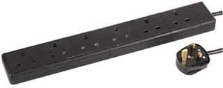 Image of Pro Elec PELB1817 6-Gang Surge Protected Extension Lead, Black, 5m Lead