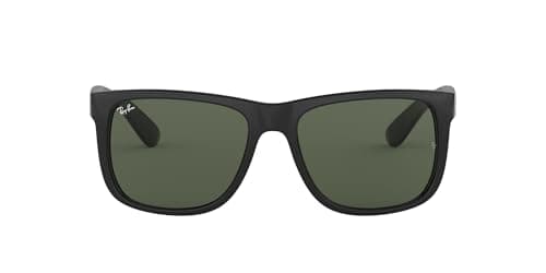 Image of Ray-Ban Unisex Justin Sunglasses, Black ( Vidiros : Green Classic 601/71 ), 54 mm UK
