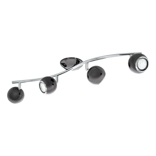 Image of Eglo LED Ceiling lamp Bimeda, 4-Light Ceiling Fixture, Metal Ceiling Spotlight in Nickel-Black and Chrome, Living Room Light, Spots Including GU10 Bulbs, Warm White