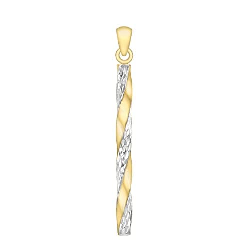 Image of CARISSIMA Women's 9ct 2-Colour Gold Twist Diamond Cut Pole Pendant - CHAIN NOT INCLUDED