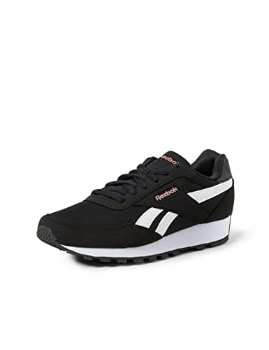 Image of Reebok Women Rewind Run Sneaker, Core Black/White/Blush Metal, 7.5