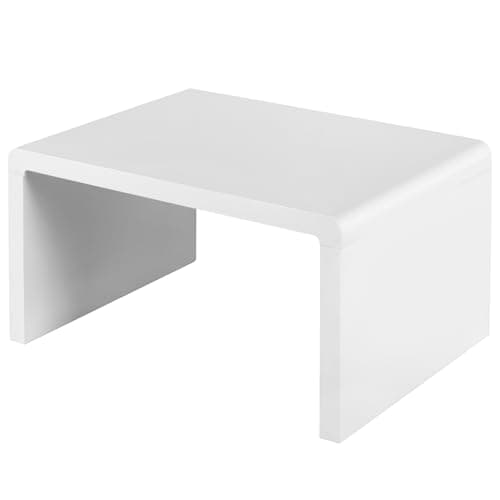 Image of Charles Jacobs White High Gloss Rectangular Coffee Table - Modern Home Minimalist Living Room - 80cm