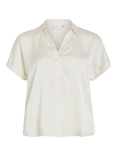 Image of Vila Vienna Ravenna S/S Top - Noos, Cloud Dancer, 10