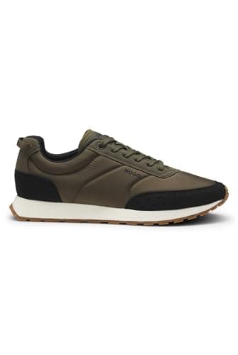 Image of HUGO Mens Icelin Runn Retro-Inspired Trainers with Faux Suede Size 10
