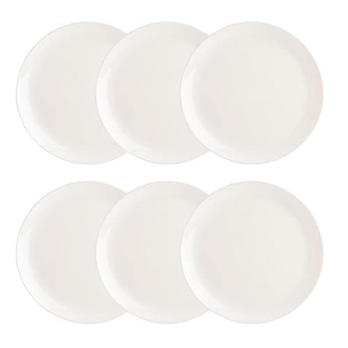 Image of Luminarc Diwali Set of 6 Extra Resistant Opal Glass Dinner Plates, 27 cm, White