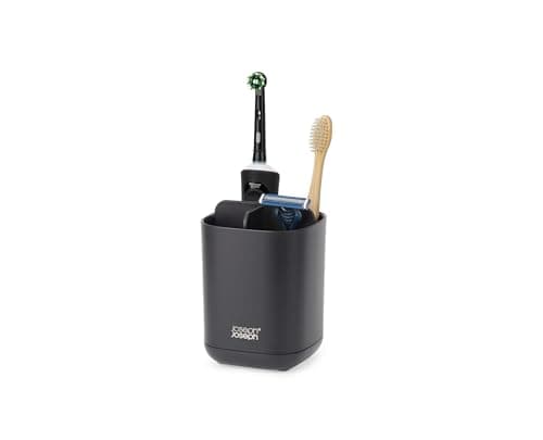 Image of Joseph Joseph Easy-Store - Toothbrush Holder Caddy, Bathroom Storage, Compact, Matt Black