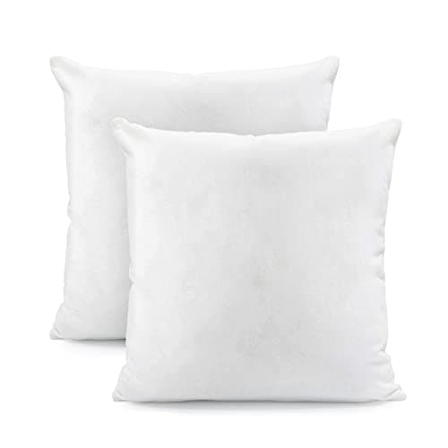 Image of Grace Home Pack of 2 Cushion Inserts Fillers 16x16 inch / 40x40 cm - Virgin Hollowfibre Filled Square Bounce-Back Decorative Cushion Pads (16" x 16" / 40cm x 40cm)