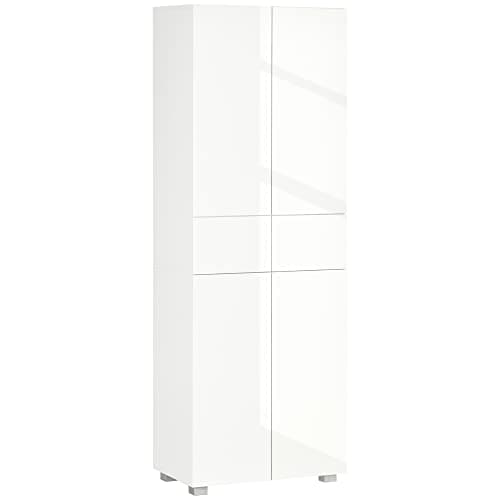 Image of HOMCOM Kitchen Cupboard Storage Cabinet Push Open Doors and Drawers, White