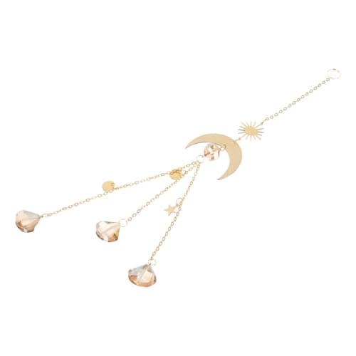 Image of SOLUSTRE Golden Brass Hanging Pendant White Crystal, Lightweight Metal Wedding Decor, Easy to Use Party Ornament for Holiday Office Parties and Christmas Decorations