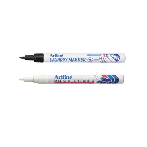 Image of Artline Black Laundry Marker and White Fabric Marker (Twin Pack)