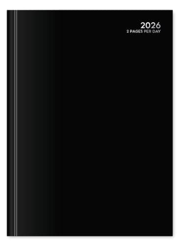 Image of BG (2892) A4 2-Pages Per Day Hardback Planner Diary Organiser 2026, Choose Your Classic Colour (Black)