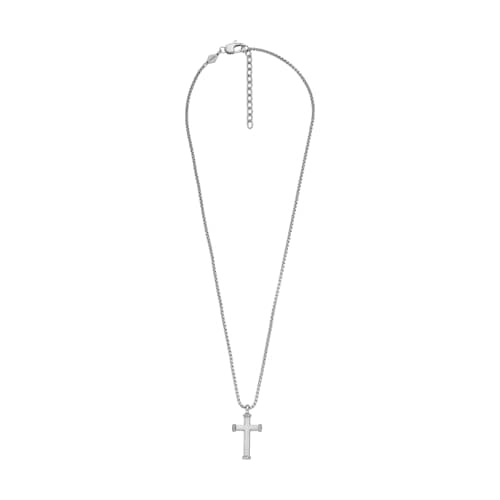 Image of Fossil Necklace for Men, Length: 508mm+50.8mm, Width: 16.8mm, Height: 31.8mm Silver Stainless Steel Necklace, JF04401040