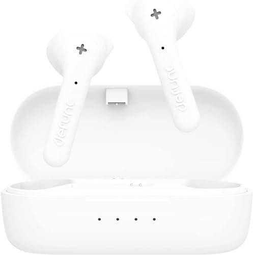 Image of Defunc True Basic IPX4 Bluetooth 5.0 Waterproof Wireless In-Ear Headphones with built-in microphone, one-step auto-pairing, long playback time and charging case (White)