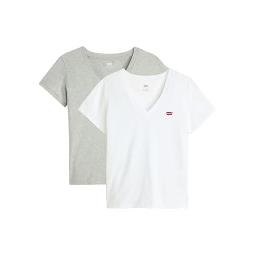 Image of Levi's 2Pack Perfect Vneck Tees T-Shirt, Pack of 2 V Neck White, S Women
