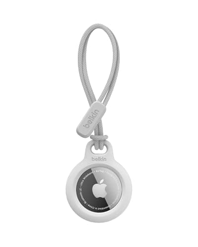 Image of Belkin AirTag Case with Strap, Secure Holder Protective Cover for Air Tag with Scratch Resistance Accessory - White F8W974