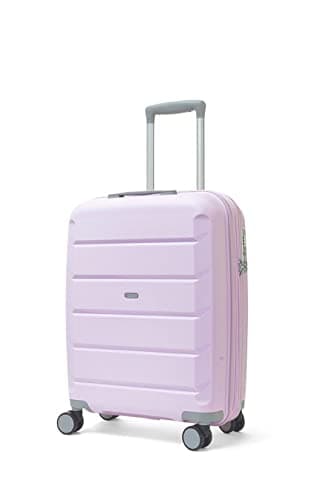 Image of Rock Tulum Small Expandable Hard Shell Cabin Suitcase in Lilac - Lightweight & Durable, 360 Swivel Wheels, Telescopic Handle, Impact-Resistant & TSA Combination Lock - 55x40x25cm 3KG