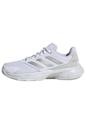 Image of adidas Women's CourtJam Control 3 Womens Clay Tennis Shoes, Cloud White/Silver Metallic/Grey One, 4 UK
