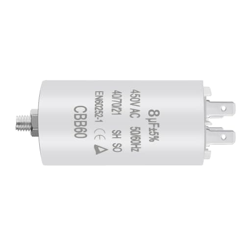 Image of OFFCUP CBB60 Running Capacitor, 8μF Water Pump AC 450V 4 Pins Motor 50/60Hz Cylinder Bottom With Screw 75x40mm for Air Compressor, Cleaning Machine Motor Start