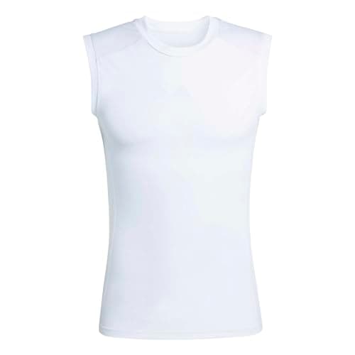 Image of adidas Men's Techfit Compression Sleeveless T-Shirt, White, S