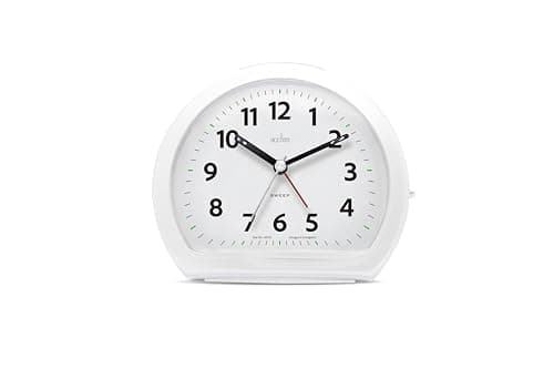 Image of Acctim Colm Smartlite Non-Ticking Sweep Alarm Clock, White, Analogue Display