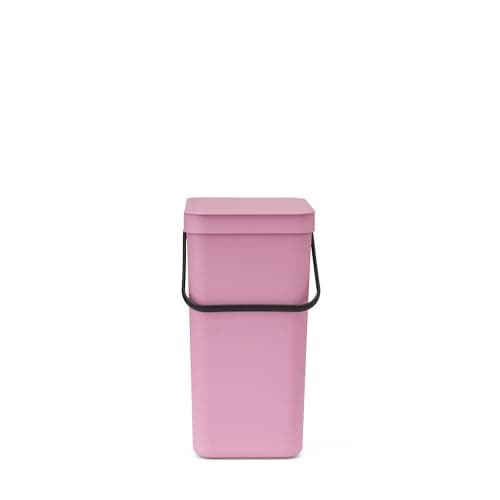 Image of Brabantia Sort & Go Waste Bin 16L (Lilac Pink), Space-Efficient Plastic Recycle Container with Handle, Removable and Stay-Open Lid, Easy to Clean Kitchen Bin without Nooks and Rims
