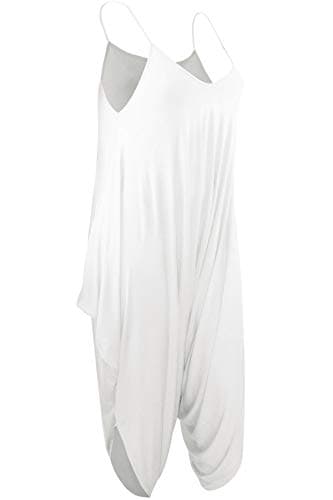 Image of Colop Ladies Cami Lagenlook Romper Baggy Harem Playsuit Women Jumpsuit Dress Plus Size (White, 8-10)