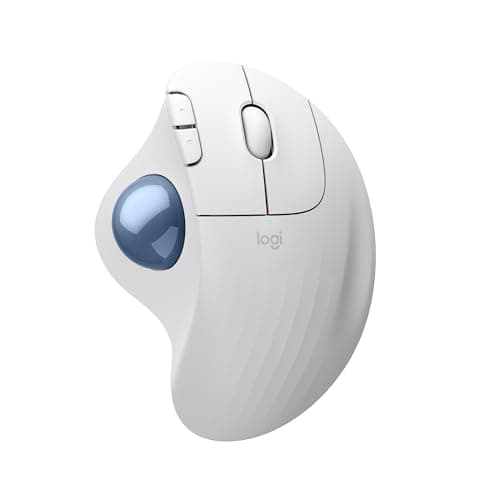 Image of Logitech ERGO M575S Wireless Trackball Mouse, Wireless Ergonomic Mouse With Bluetooth and Encrypted Dongle, Comfortable Thumb Control, Precise and Smooth Tracking, for PC/Mac - White