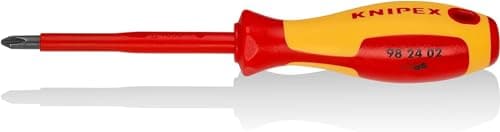 Image of KNIPEX Screwdriver for Cross Recessed Screws Phillips Insulating Multi-Component Handle, VDE-Tested 212 mm, 98 24 02