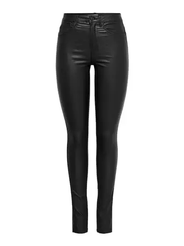 Image of ONLY Women's Onlroyal Hw Sk Rock Coated PIM Noos Skinny Jeans Grey (Black) S / 30L