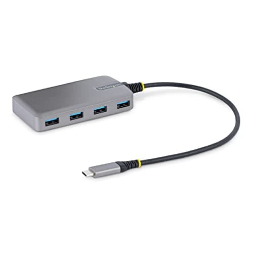 Image of StarTech.com 4-Port USB-C Hub - 5Gbps - Bus Powered - USB C to 4x USB-A Hub w/Optional Auxiliary Power Input - Portable Desktop/Laptop USB Hub - 1ft (30cm) Cable - USB Expansion Hub (5G4AB-USB-C-HUB)