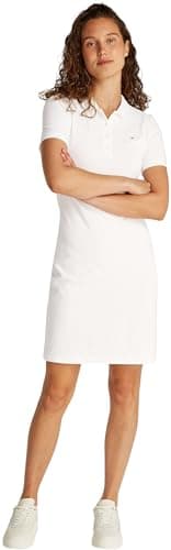 Image of Tommy Hilfiger Women’s 1985 Slim Fit Pique Polo Dress, White (Ecru), M