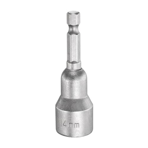 Image of sourcing map Nut Driver Drill Bit 14mm Metric Socket 1/4" Hex Shank 2.56" (65mm) Long Magnetic 6-Point Sockets Quick Change CR-V Steel Bolt Setters for Power Drill Drivers