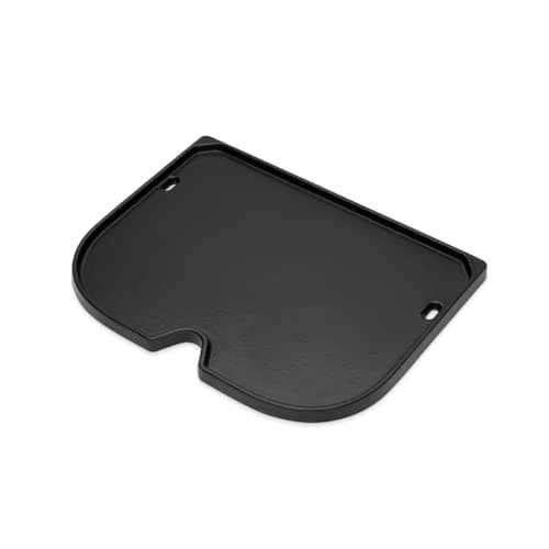 Image of Weber Lumin Compact Electric Barbecue Griddle/Porcelain-Enamelled Cast Iron Grill Pan with Non-Stick Surface & Raised Edges, Durable BBQ Accessory, 1.3 x 28.5 x 21.5 cm, Black