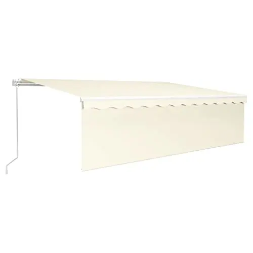 Image of vidaXL Manual Retractable Awning with Blind&LED Outdoor Living Door Awning Folding Arm Patio Garden Awning Manual Retractable 5x3m Cream