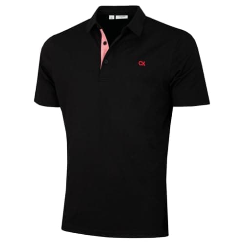 Image of Calvin Klein Mens Prep Campus Oxford Polo Shirt - Solid Black - XL