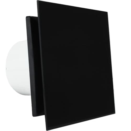 Image of VENTS Crystalis 100mm (4”) Silent Bathroom Extractor Fan with Humidity Sensor – Black Glass Front Ventilation for Showers & Wet Rooms