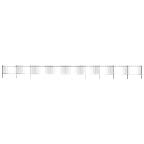 Image of vidaXL Garden Fence with Hoop Top Steel 1781.5x120 cm Black