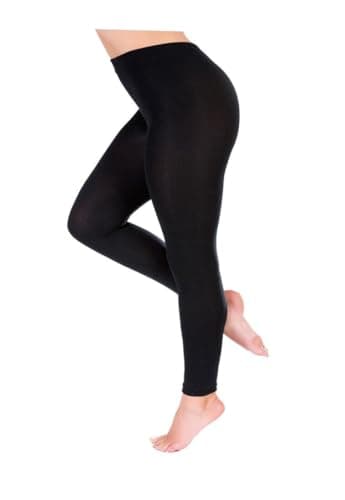 Image of ArkXani® Women's Black Leggings 2-in-1 Tights & Leggings for Yoga Running and Casual Wear, Soft Bamboo Fabric, Stretchable, Non-See-Through Waist Control Slimming Leggings (Size Large- XLarge)