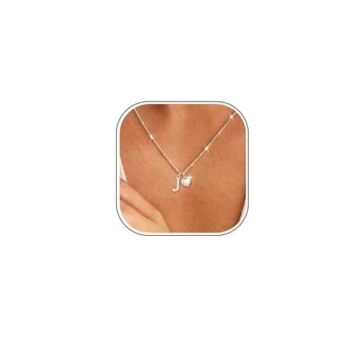 Image of Smilya S925 Silver Necklace for Women Girls Hypoallergenic A-Z Initial Heart Letter Necklace for Women Sterling Silver Necklaces for Women Birthday Gifts