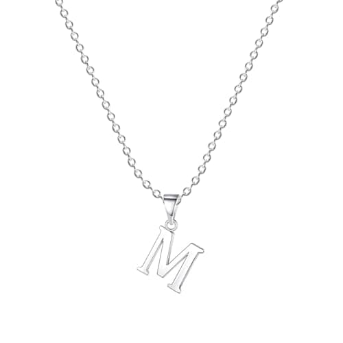 Image of XWN 925 Sterling Silver Initial M Necklace – A dainty silver letter pendant necklace, perfect for daily wear, and an ideal jewelry gift for women.
