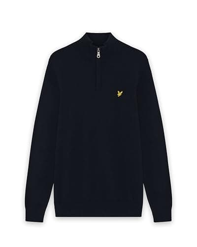 Image of Lyle & Scott Mid Knits Cotton Merino Quarter Zip Jumper Z271 Dark Navy, XL