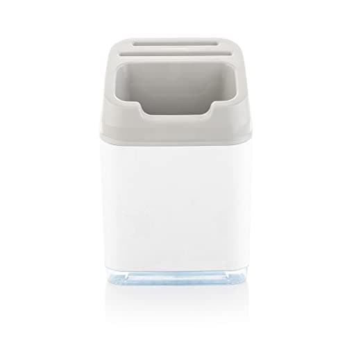 Image of Minky Utensil Caddy, Utensil Holder With Knife Slots, Kitchen Organiser & Drainer, Sleek Holder For Kitchen Accessories, Made in The UK (White)