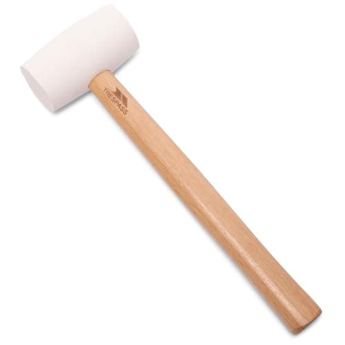 Image of Trespass Camping Mallet Thumpa - Branded Wooden Shaft, Designed for Tent Pegs, Rubber Head, Durable Wood Handle (White)