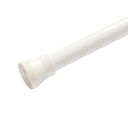 Image of OHS Tension Curtain Poles Extendable Curtain Rod, 120-220cm Metal Net Voile Curtains Rail No Drill Adjustable Telescopic Rods for Kitchen Cupboard Bathroom Window, White