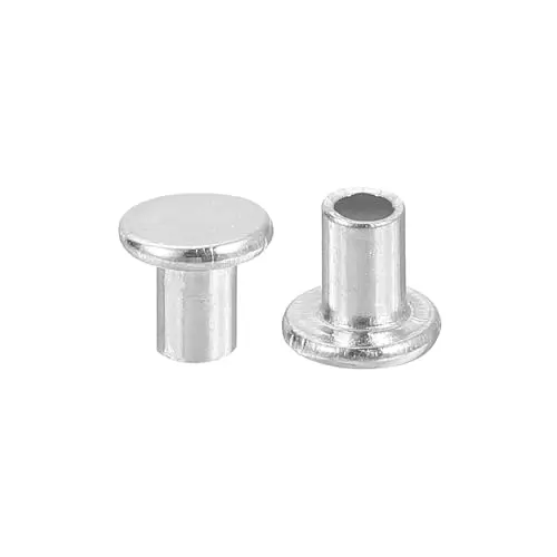 Image of sourcing map 50Pcs Semi Tubular Rivets, 3mm x 4mm Aluminum Round Flat Head Semi-Tubular Rivet Metal Stud Rivet for Industry Household Repairing Fastening, Silver