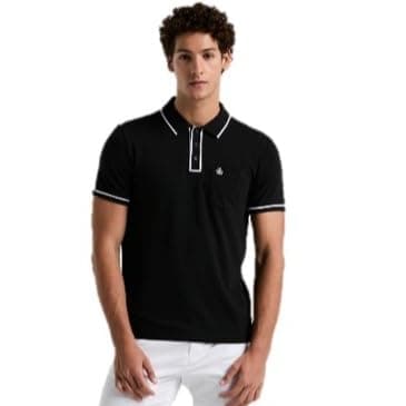 Image of Original Penguin Earl Polo Shirt Slim Fit Short Sleeve with Sticker Peter Logo Black