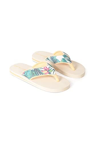 Image of Animal Swish Womens AOP Flip Flops - Slip-on, Lightweight Sandals with Soft padded upper straps - For Autumn, Winter, Beach & Outdoors Beige Adult Shoe Size 4