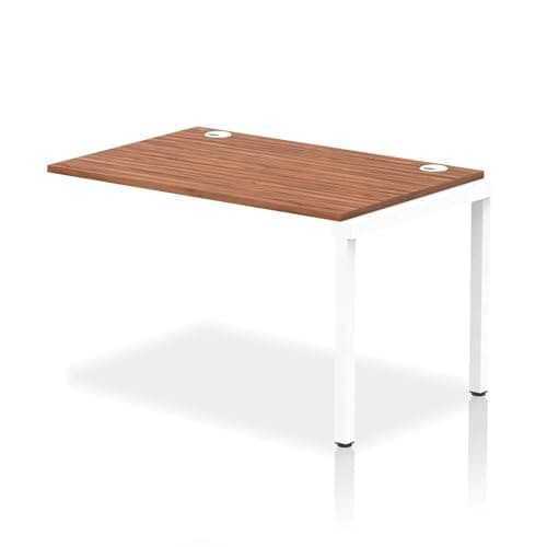 Image of Mr Office Impulse Single Row Bench Desk Extension Kit - 800mm deep, White Frame, Walnut, 1200