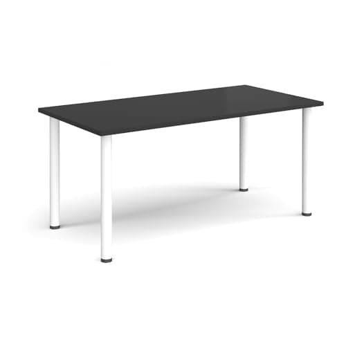 Image of Mr Office Rectangular radial leg meeting table - white legs, Black, 1600
